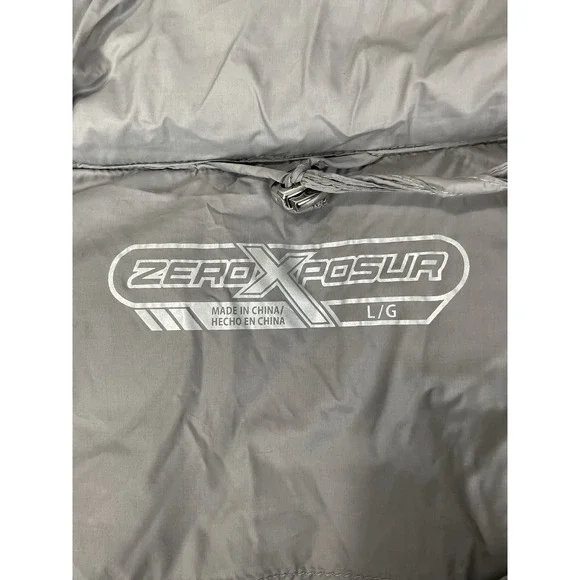 ZeroXposur Women's Large Gray Packable Puffer Jacket Hooded Lightweight Winter - Picture 4 of 11